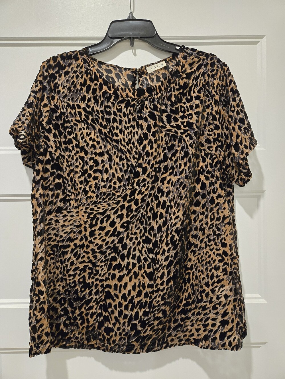 New Kori Leopard Velvet Burnout Top